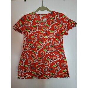 Scrub Top Trix Cereal Women’s Size XS Stretch Nursing Medical Pockets Rabbit